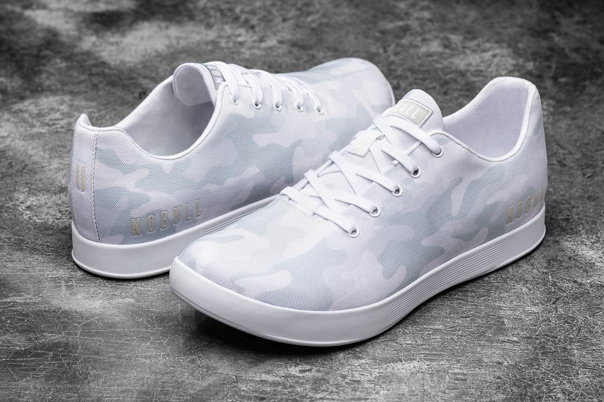 Nobull Canvas Women's Trainers White Camo | Australia (VH0961)